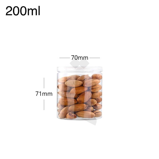 [007008] 200ml/70mm PET Plastic Jar Clear PP Cap 100/ctn