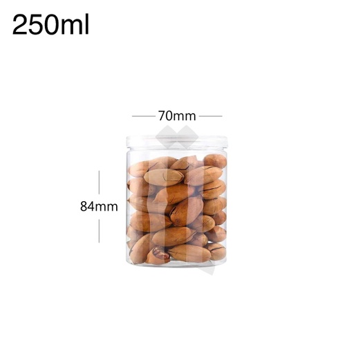 [007011] 250ml/70mm PET Plastic Jar Clear PP Cap 100/ctn