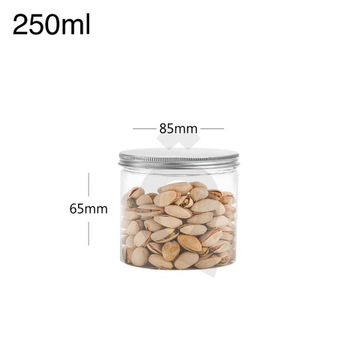 [007014] 250ml/85mm PET Plastic Jar Alu Cap 100/ctn