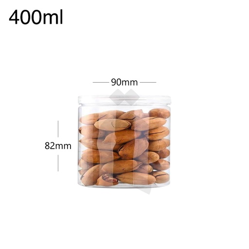 [007020] 400ml/90mm PET Plastic Jar Clear PP Cap 100/ctn