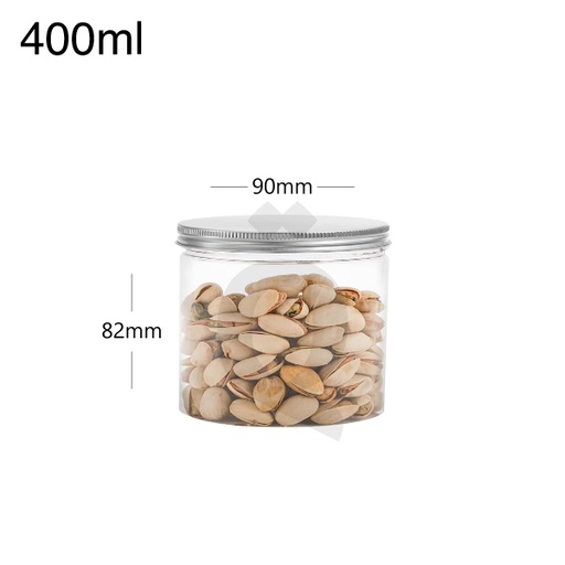 [007021] 400ml/90mm PET Plastic Jar with Alu Cap 150/ctn