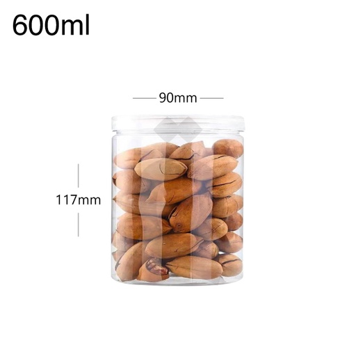 [007027] 600ml/90mm PET Plastic Jar Clear PP Cap 100/ctn