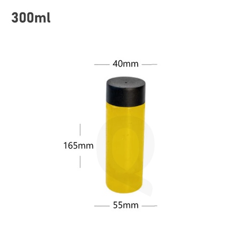 [007049] 300ml PET Plastic Bottle with Black PP Cap 100/ctn
