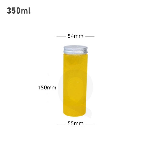 [007052] 350ml PET Plastic Bottle with O Hole Alu Cap 100/ctn