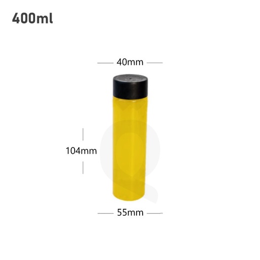 [007054] 400ml PET Plastic Bottle with Black PP Cap 100/ctn