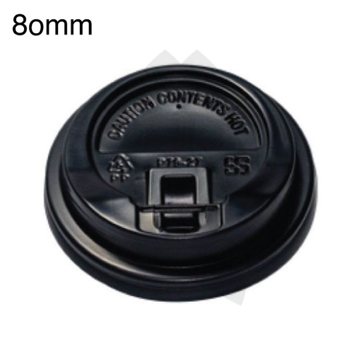 [001041] 80mm PS Plastic Black Flat Lid With Cap 1000/ctn