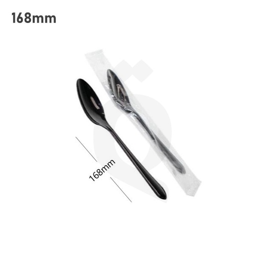 [009018] Premium Black PS Plastic Spoon Film Wrap 1000/ctn