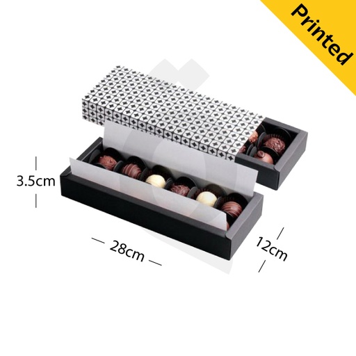 [500018] White Paper Box Printed 28x12x3.5 cm