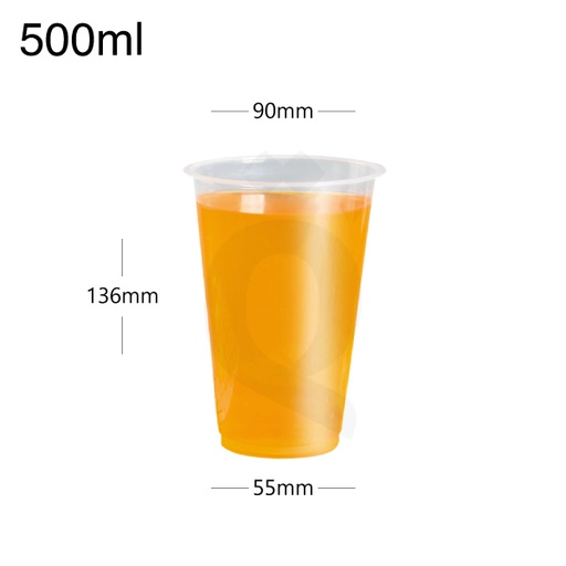 [002011] 500ml PP Plastic Injection Cold Beverage Clear Cup 90m 500/ctn