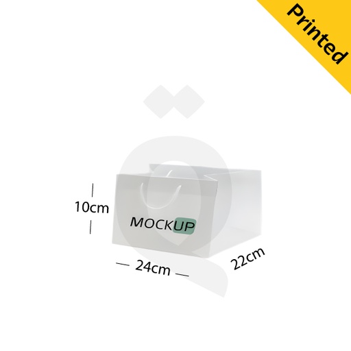 [500223] دوم - كيس ورق ابيض مطبوع 250جم مقاس 24*22*10سم